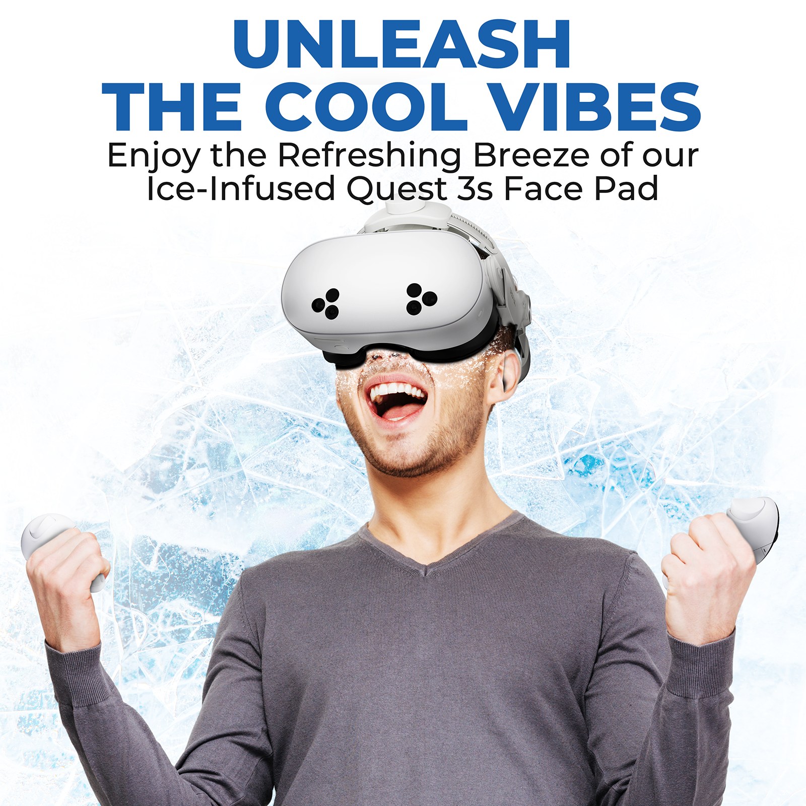 DESTEK Cooling Face Pad Facial Interface Compatible with Meta/Oculus Quest 3s, Includes Two Replacement Ice Silk and Cool Ice Gel Face Cushions,NOT Compatible with Meta Quest 3