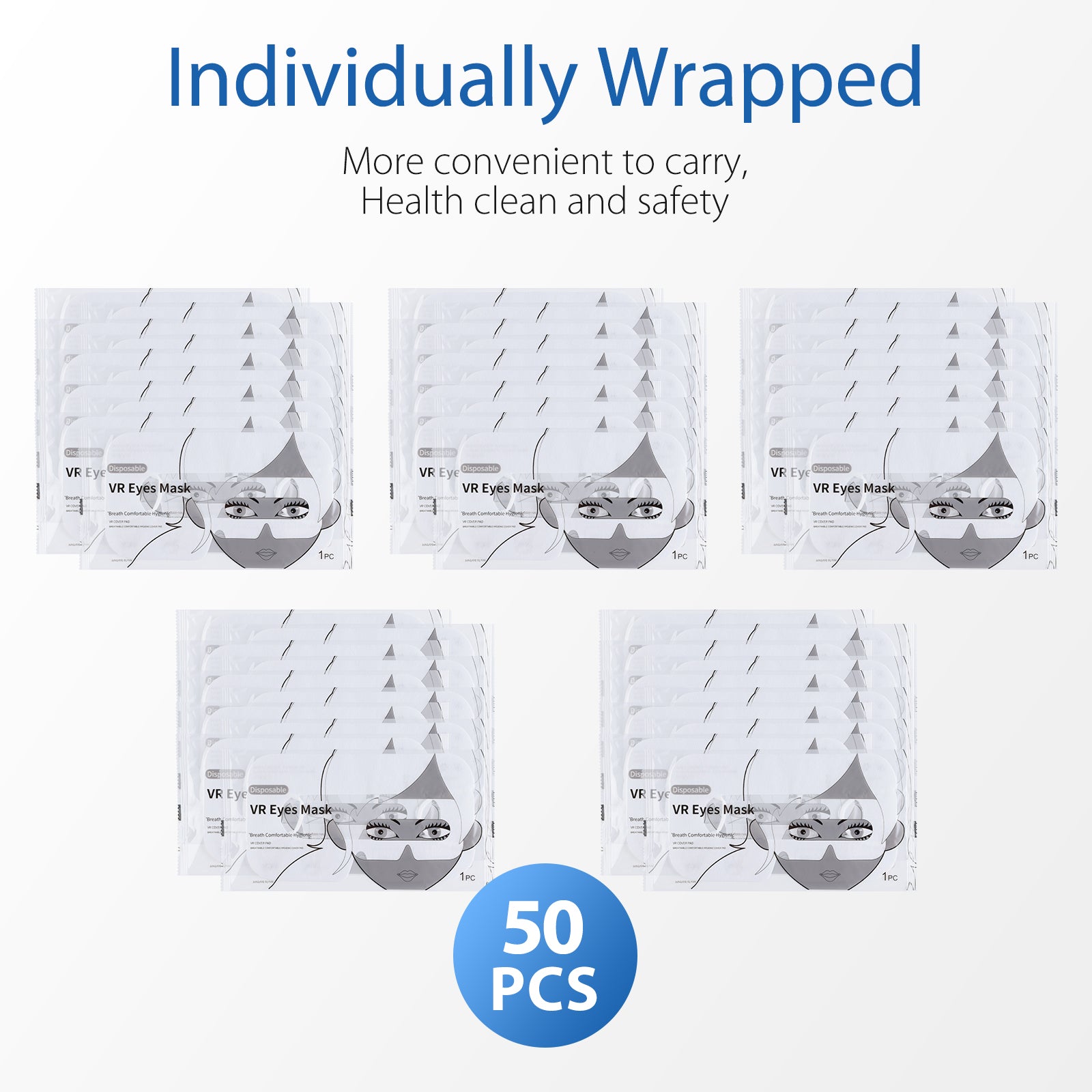 VR Face Cover Individually Wrapped White Disposable VR Face Covers Sanitary VR Mask Pads Covers for HTC Vive/PS VR/Gear VR/Oculus Rift