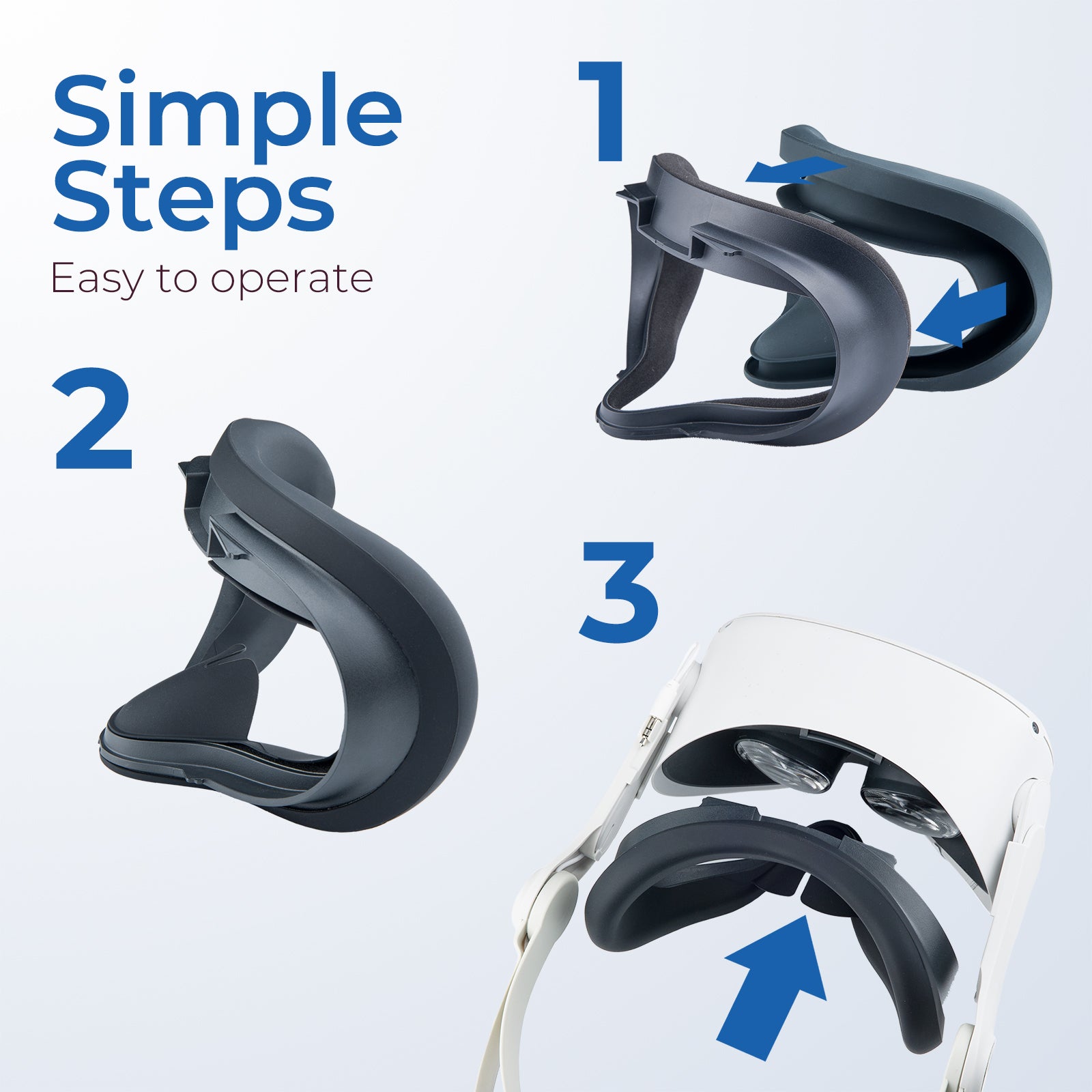VR Cover Compatible with Oculus Quest 2 Replacement Silicone Eye Face Pad Cushion Mask Sweatproof Dustproof Washable Lightproof Anti-Leakage Case for Oculus Quest 2 Accessories