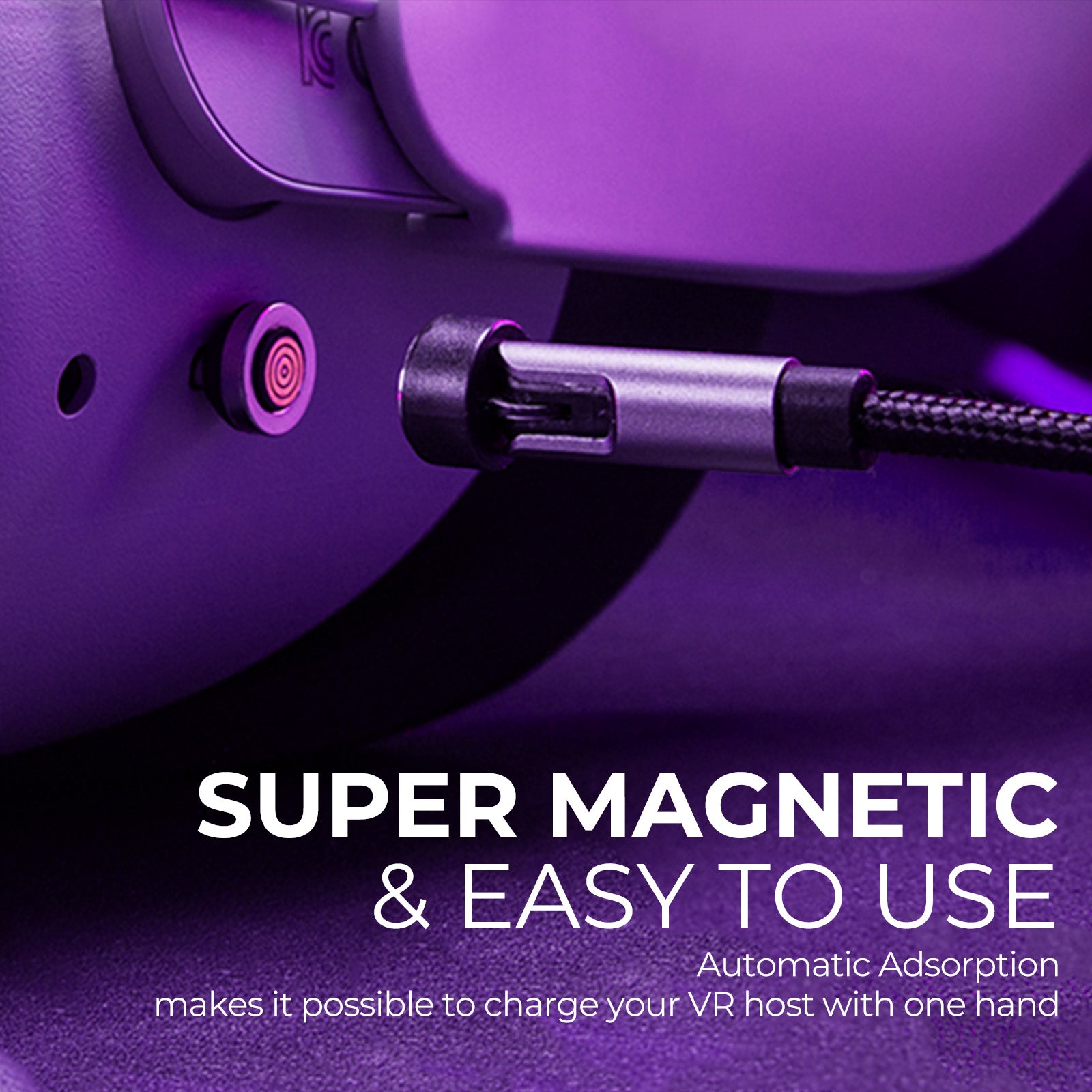 Magnetic Charging Cable for Meta/Oculus Quest 2, VR Charger Cable Support 3A Fast Charging, Charger Cord for Quest Pro, Steam Deck, PS5, Switch Controller, 6.56 FT (Charging Head Not Included)