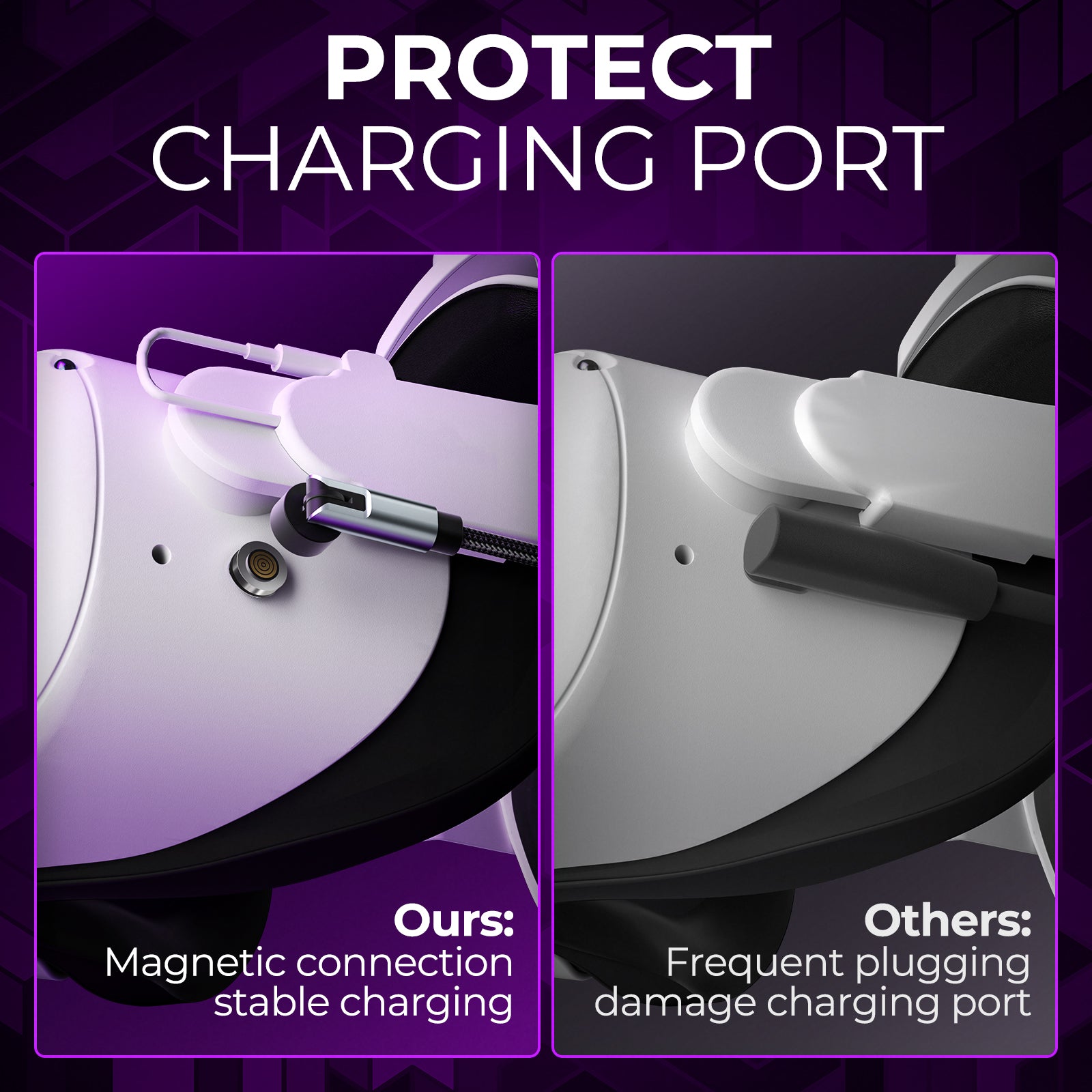 Magnetic Charging Cable for Meta/Oculus Quest 2, VR Charger Cable Support 3A Fast Charging, Charger Cord for Quest Pro, Steam Deck, PS5, Switch Controller, 6.56 FT (Charging Head Not Included)