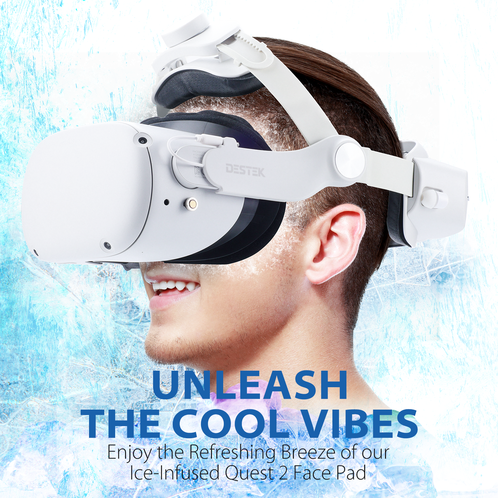 DESTEK Cooling Face Pad Compatible with Quest 2, Including Facial Interface and Removable Nose Guard