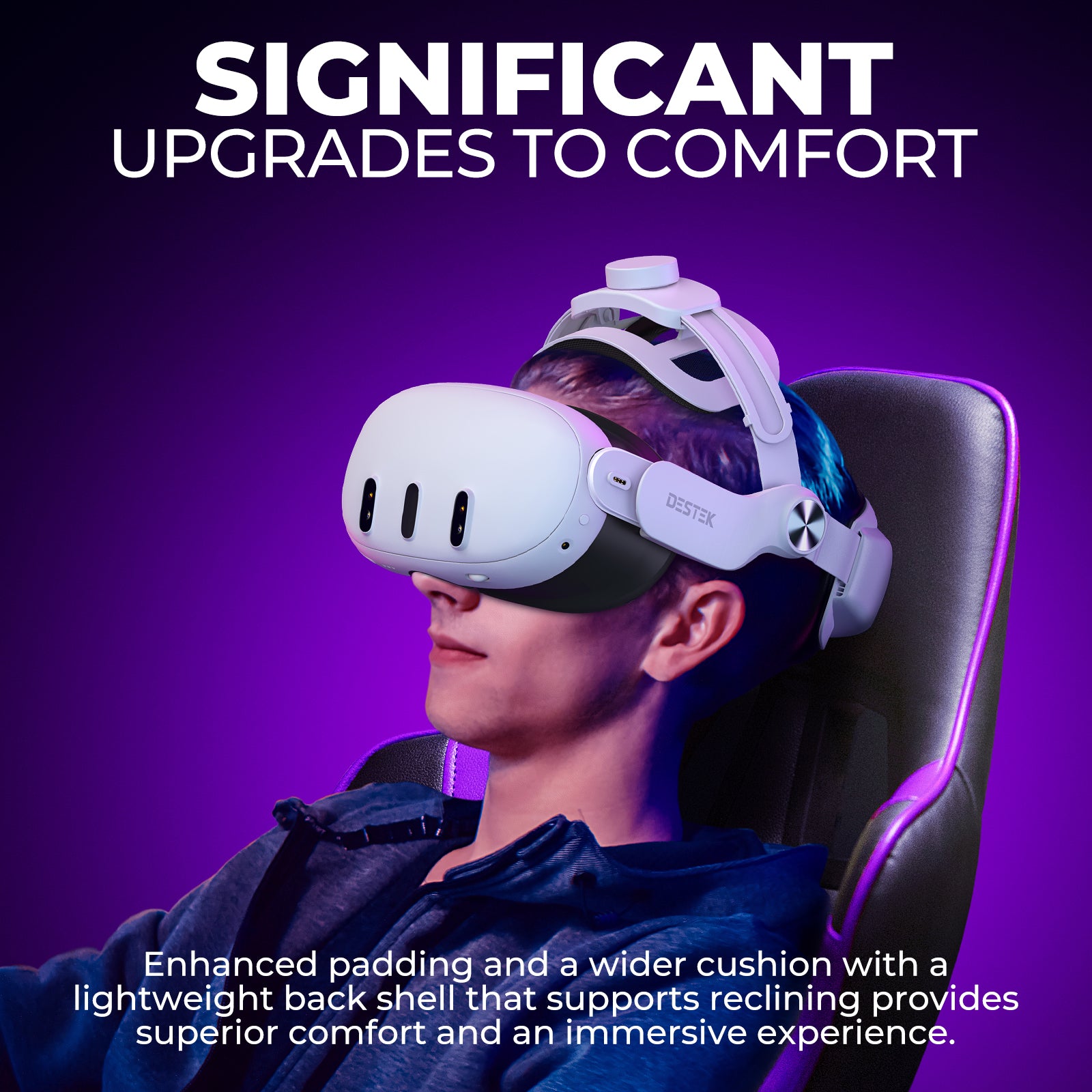 DESTEK QH3 Upgrade Pressure-Free Head Strap – Enhanced Comfort from Multi-Angle Dual Strap Design, Compatible with Meta Quest 3 3S, Balanced Weight Distribution