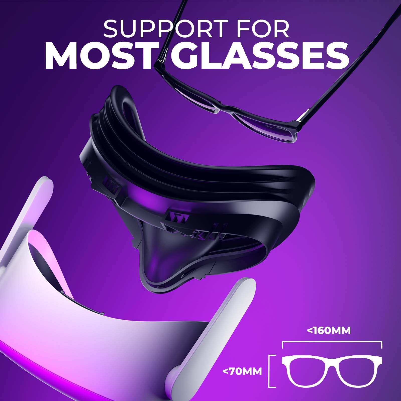 QG1 Glasses Face Pad Replacement Compatible with Quest 2, Upgraded Version for Glasser, VR Accessories, Waterproof Silicone Face Cushion/Cover & Facial Interface for Quest 2