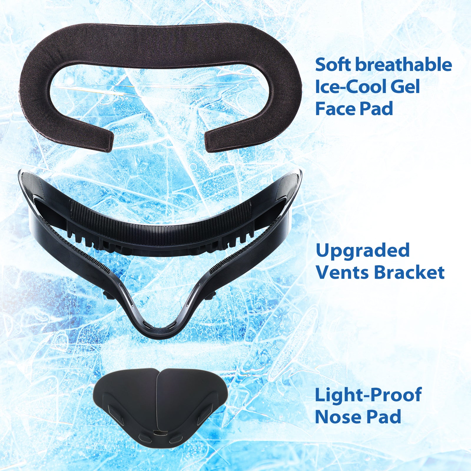 DESTEK Cooling Face Pad Compatible with Quest 2, Including Facial Interface and Removable Nose Guard