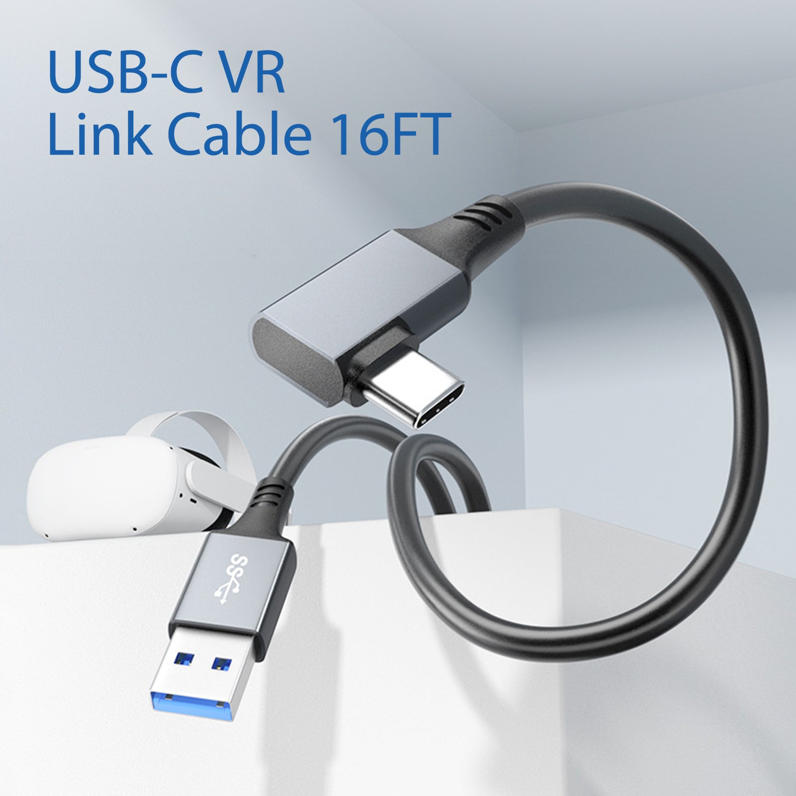 for Oculus Quest 2 Link Cable 16FT, VR Link Headset Cable for Oculus Quest  2 / Quest 1 and PC/Steam VR,USB 3.0 to USB C Cable Support Data Transfer
