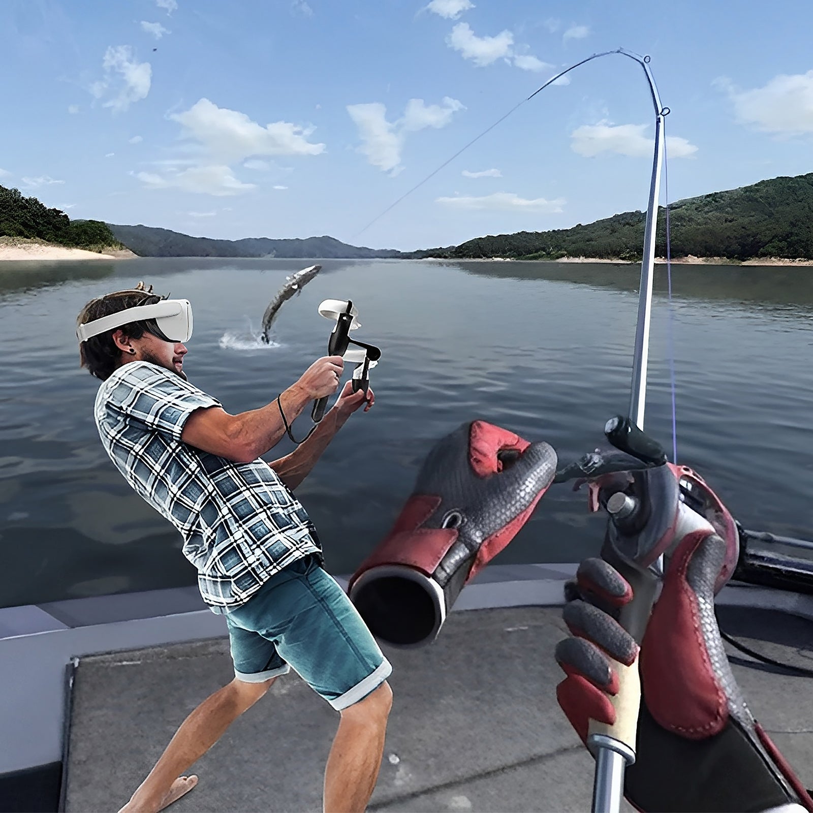 Real VR Fishing Games Accessories for Oculus Quest 2 Virtual Game VR accessories Fishing Rod