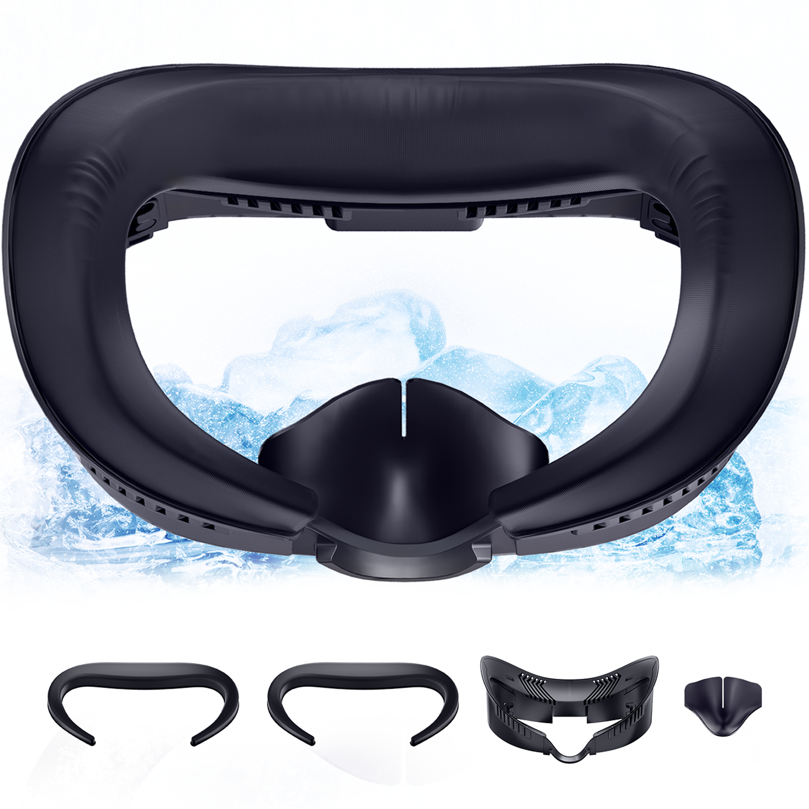 DESTEK Cooling Face Pad Facial Interface Compatible with Meta/Oculus Quest 3, Includes Two Replacement Ice Silk and Cool Ice Gel Face Cushions – Adjustable Bracket and Glasses-Friendly Design