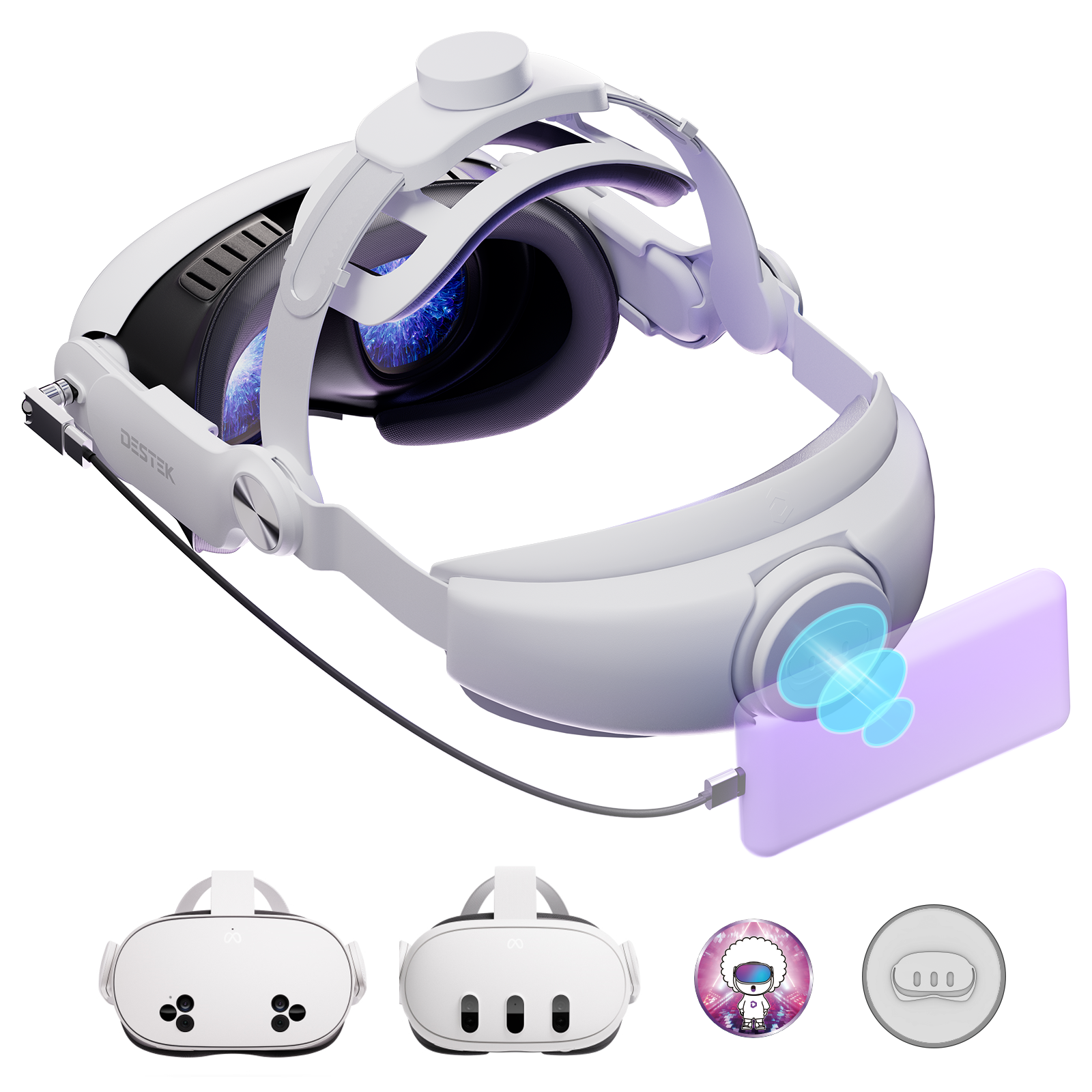 DESTEK QH3 Pro M Comfort Head Strap, Magnetic Design for Charging with