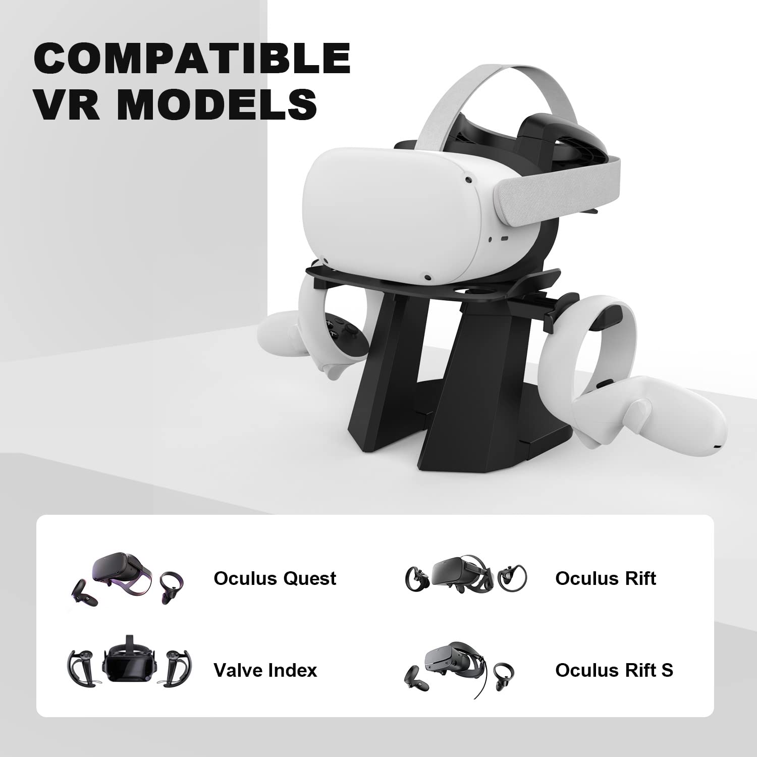 VR Stand Holder Storage Rack Set for Oculus quest, Quest 2, Rift, Rift S, Valve Index Headset and Touch Controllers