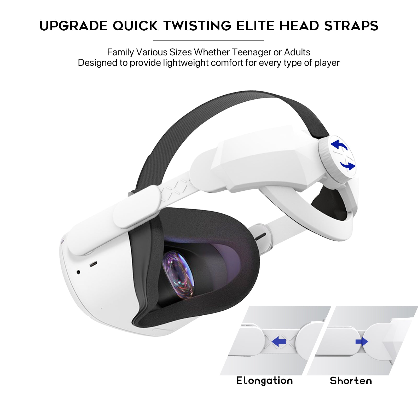 Elite Strap for Oculus Quest 2, Adjustable Head Strap - Ultra Lightweight Design for Children Adults