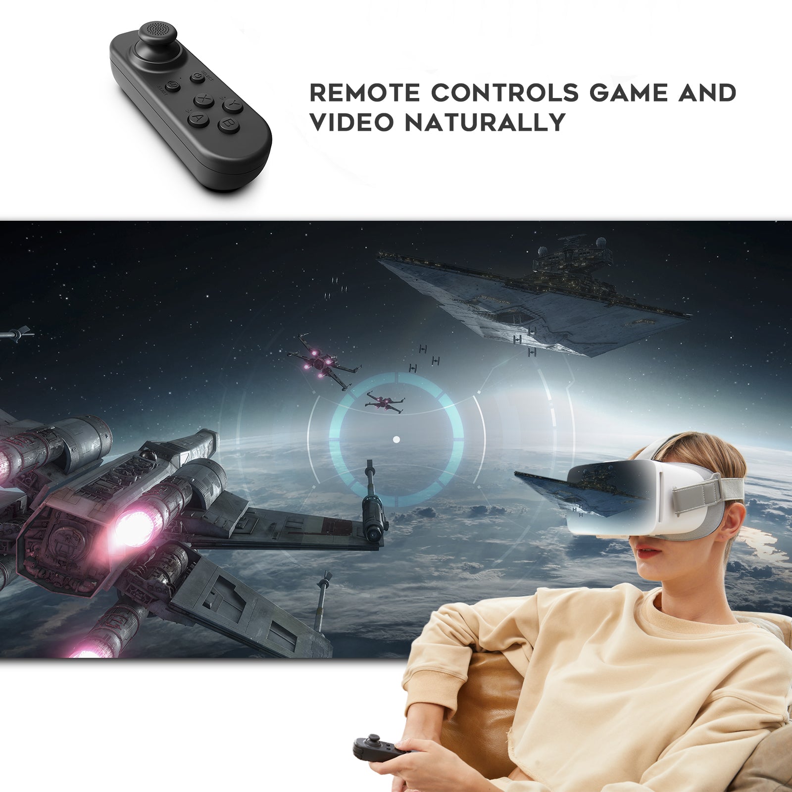 V5 VR Headset Glasses for Smartphones with Bluetooth Controller