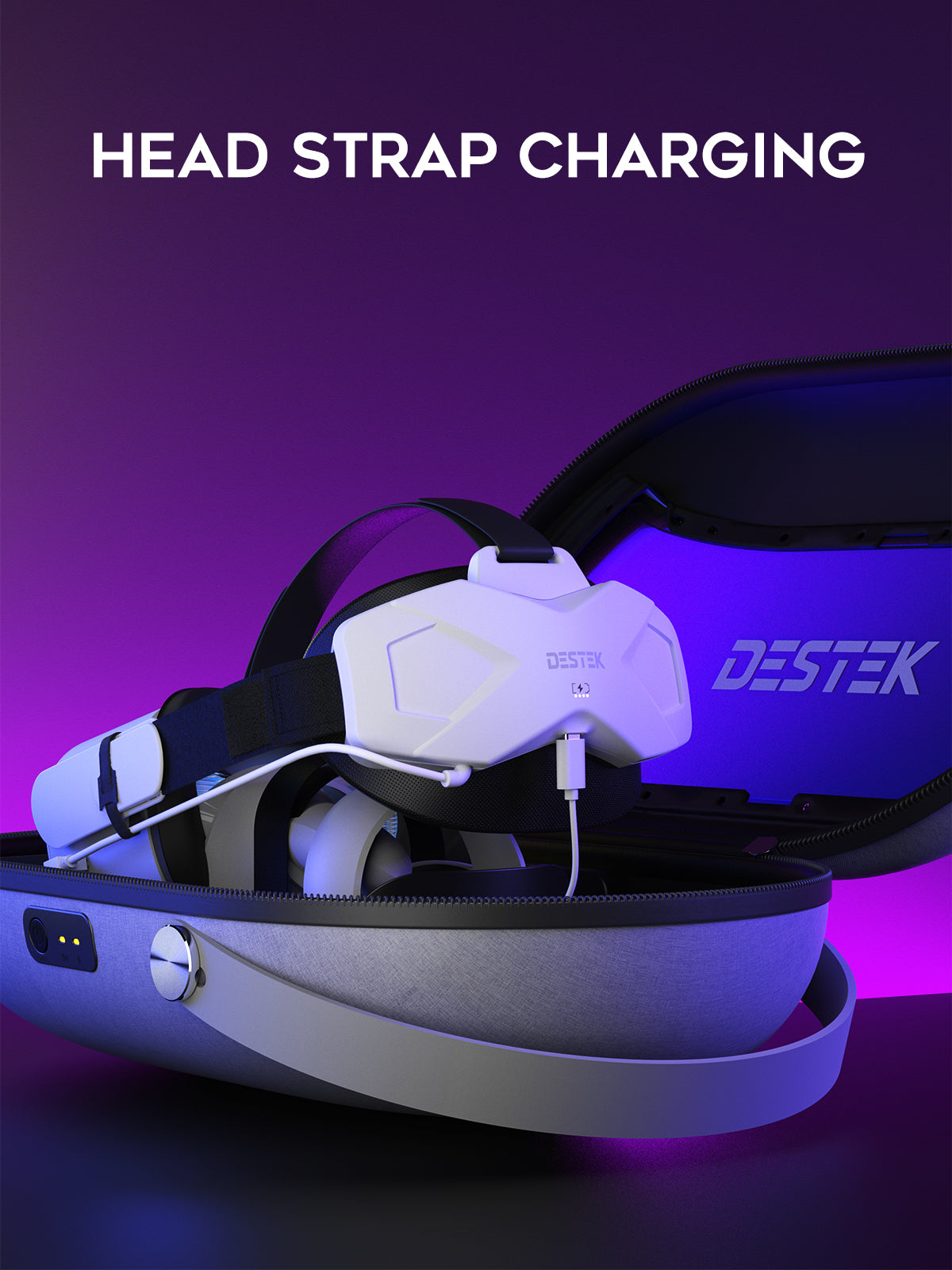 DESTEK Fast Charging Carrying Case for Oculus Quest 2, Best Travel Case Offers Perfect Protection | Large Space Compatible Elite Strap with Battery