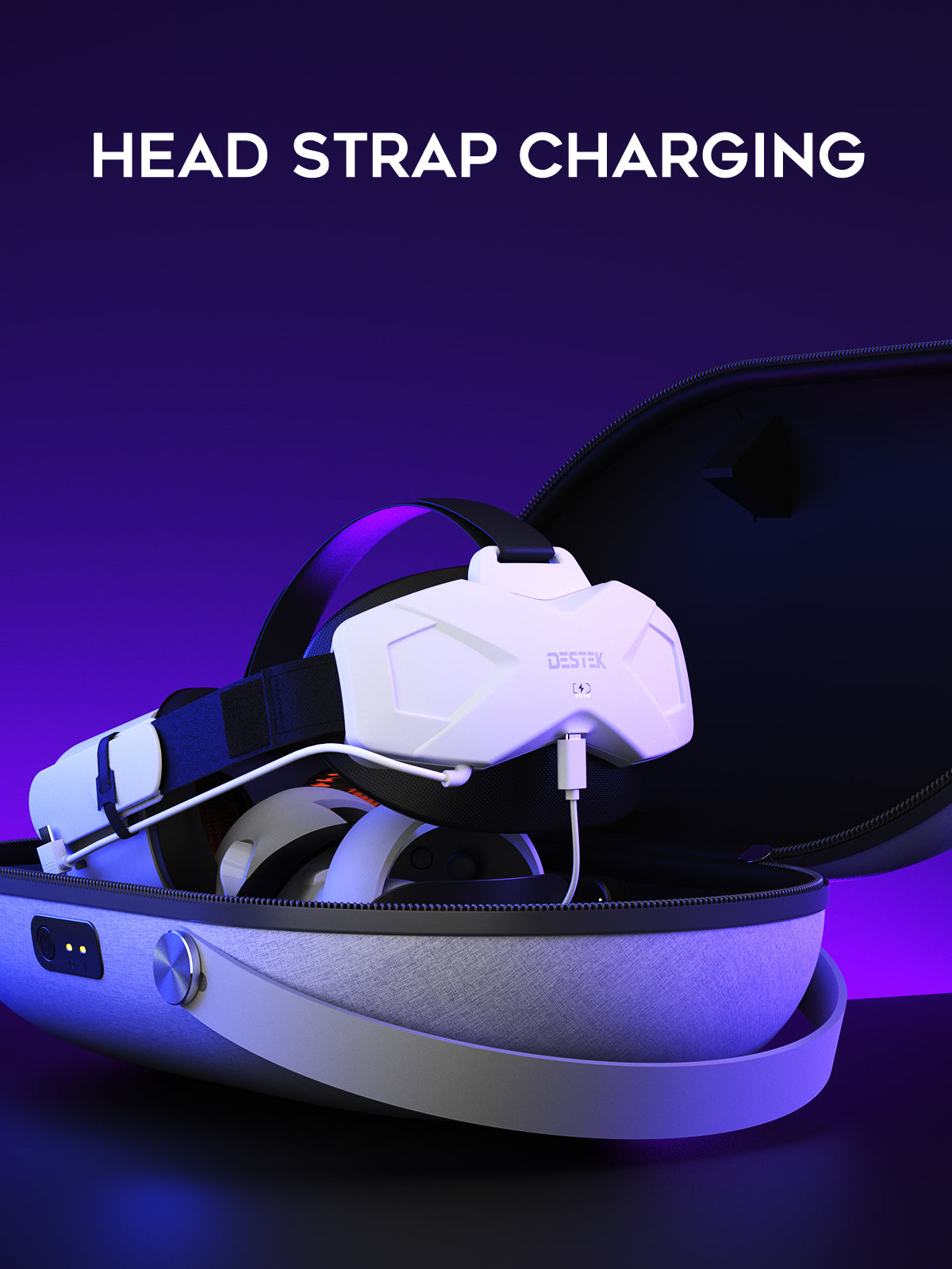 OC1 Carrying Case with Convenient Snap Charging, Compatible with Meta/Oculus Quest 2 & Elite Strap with Battery, Out of the Case and Play - Fabric Version