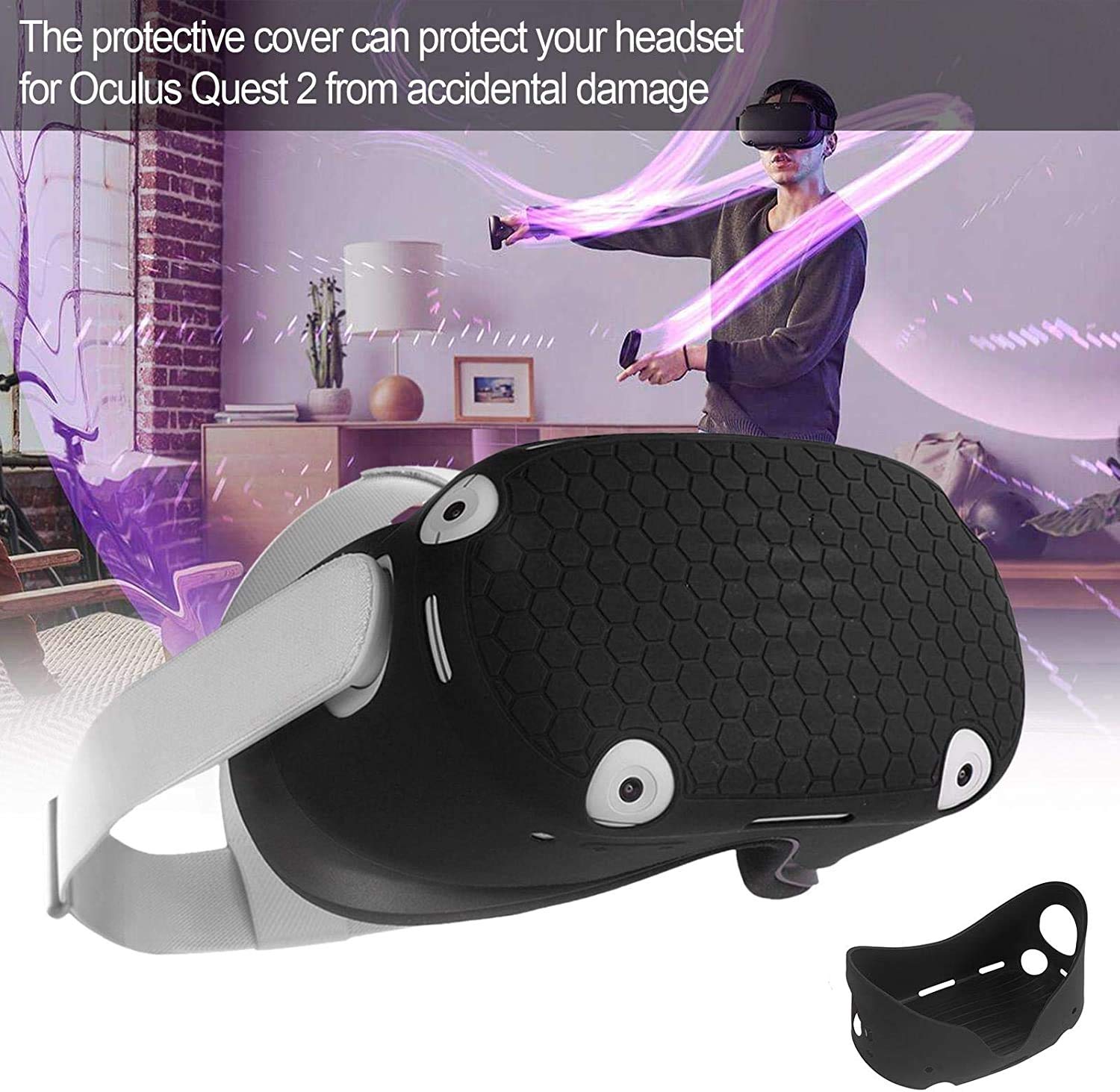 Silicone Protective Shell Cover for Meta/Oculus Quest 2 | Anti Scratch Anti Dust Anti Shock(White & Black)