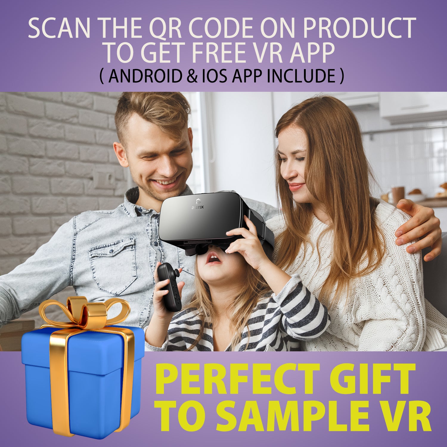 V5 VR Headset with Bluetooth Controller for 4.7-6.8 inch iPhone & Android Phones, Gift for Kids and Adults