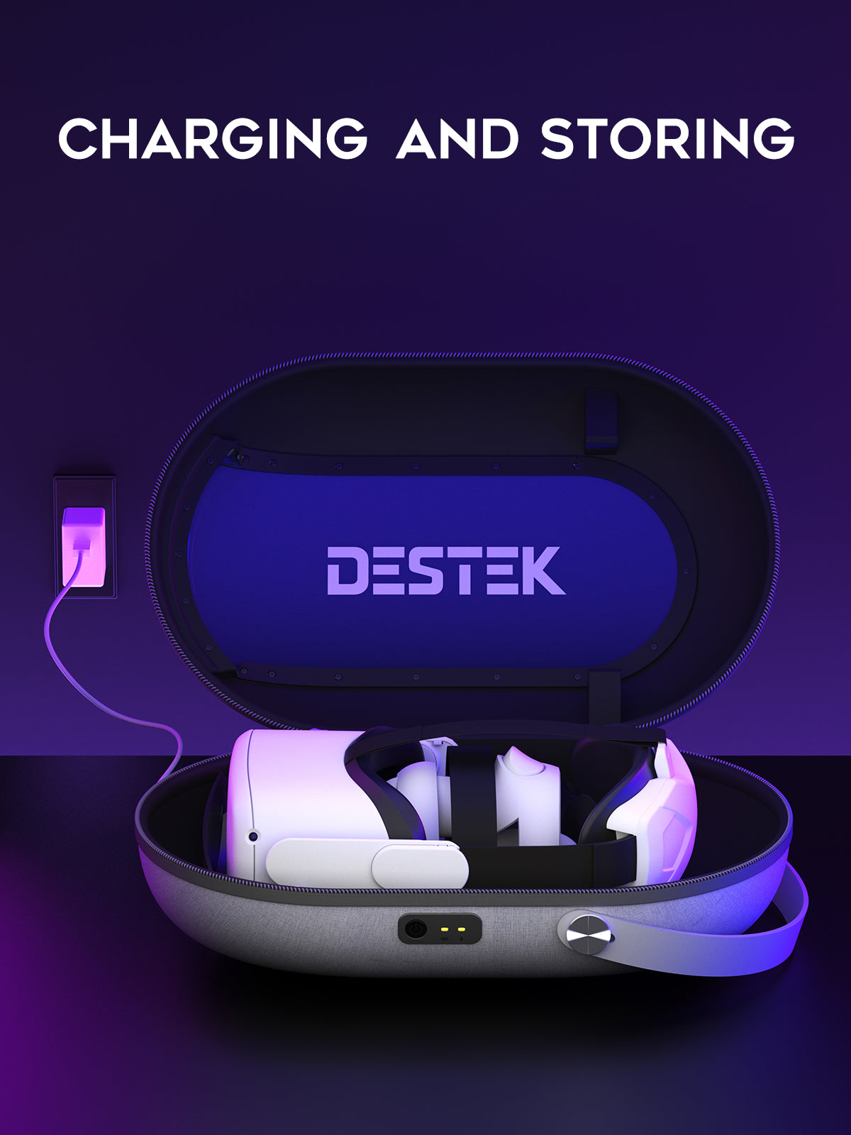 DESTEK Fast Charging Carrying Case for Oculus Quest 2, Best Travel Case Offers Perfect Protection | Large Space Compatible Elite Strap with Battery