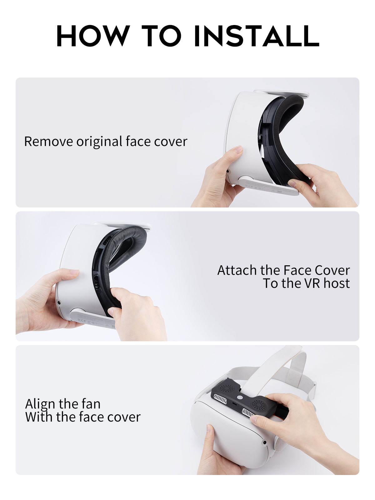Cooling Fan Face Cover for Meta/Oculus Quest 2 Accessories, Fitness Facial Interface with Leather Face Pad, Anti-fogging Cooling Air Circulation, (3 Speeds)