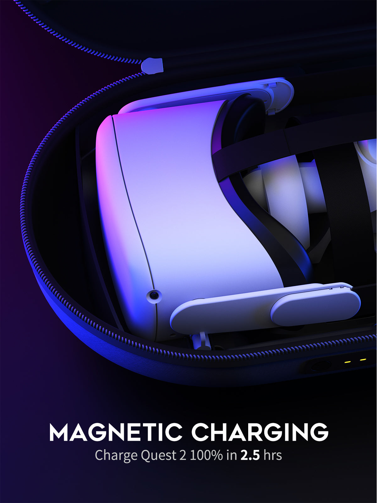 DESTEK Fast Charging Carrying Case for Oculus Quest 2, Best Travel Case Offers Perfect Protection | Large Space Compatible Elite Strap with Battery